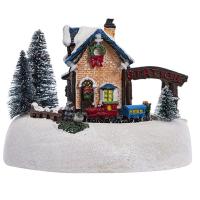 Christmas LED Light Snow House Village Luminous Ornament Figurine Crafts Xmas Decor