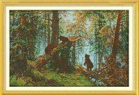 2021Needlework,DIY Cross stitch,Full Embroidery kit,Pine Forest Morning Bears Cross-Stitch Famouts Painting home wall decor