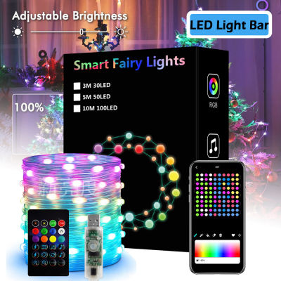LED Strip Light Bar RGB สี Bluetooth USB สมาร์ทโฟนรีโมทคอนโทรลไฟยืดหยุ่นสำหรับ TV Backlight Home Lamp Gaming Room สำหรับเทศกาล Christmas Surprise Decoration