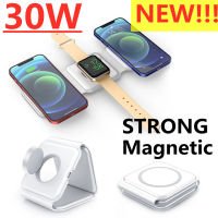 30W Magnetic Wireless Charger Pad Stand 3 In 1 Fast Charging Dock Station สำหรับ Pro 14 13 12 11 XS X