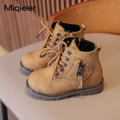 Winter Kids Boots Autumn Boys Girls Fashion Classic Lace Up PU Leather Waterproof Children Toddler Infant Ankle Shoes Baby Boot