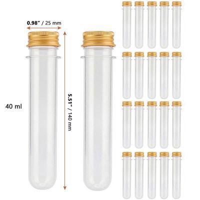 【CW】▬❉  20Pcs 40ml Test Tubes Plastic with Gold Screw Caps for Wedding