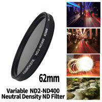 เลนส์ ND 62มม. ND2-ND400แปรผันความหนาแน่นเป็นกลางฟิลเตอร์ Fader ND เลนส์แก้วออปติคัลที่ปรับได้ใช้กับเลนส์กล้อง62มม