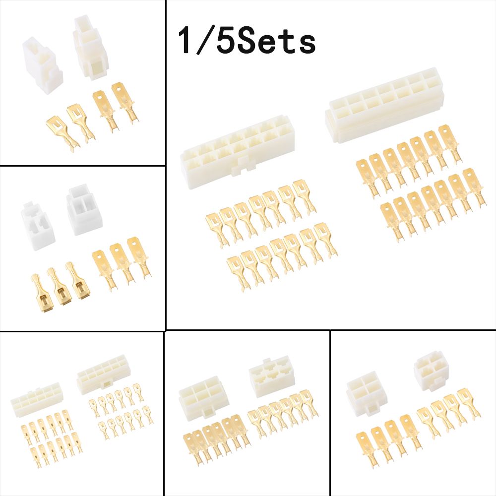 5sets 8 Way Pin 6.3mm  8P Connector Plug Socket Kit 