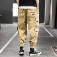 2023 High quality new style ins overalls mens casual trendy brand cropped trousers Korean style trendy loose and versatile student multi-pocket trousers