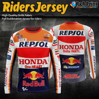 2023 Fashion Repsol Honda MotoGP Theme Full Sublimation Jersey Shirt Long Sleeves for Riders 3D Cycling Jersey Sportswear Long Sleeve Size XS-4XL(FREE CUSTOM NAME&amp;LOGO) {in store}