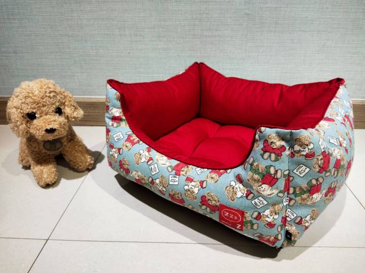 เบาะโซฟาของสัตว์เลี้ยงลายน่ารักๆ-สีสันสดใสสวยงาม-canvas-sofa-yamomo-ที่นอนน้องหมา-ที่นอนน้องแมว