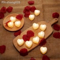 6pcs Heart Shape LED Tealight Candles Battery Operated Love Candle Electric Tea Lights for Valentine 39;s Day Wed J01 21 Dropship