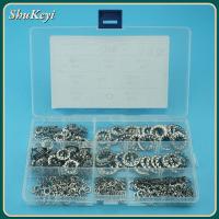 SHUKEYI 390Pcs M3 M4 M5 M6 M8 M10 M12 แหวนล็อคฟัน 7ขนาด 304สแตนเลสสตีล ชุดล็อคแหวนรอง ที่มีคุณภาพสูง วงแหวนรูปดาวฟันภายใน การเชื่อมต่อไฟฟ้า