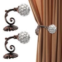 【LZ】♗▪  Crystal Curtain Tieback Hooks Tassel Hanger Luxury Curtain Acessórios Clear Wall Hooks Drapery Decoração de casa