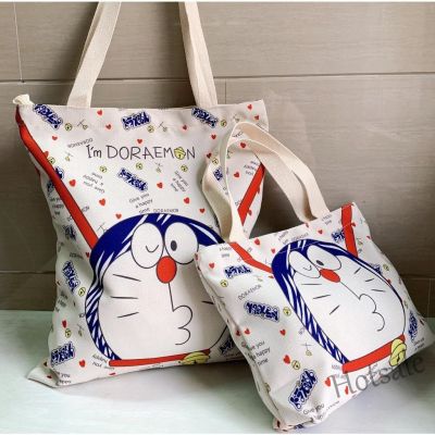 【hot sale】❇♠ C16 NEW Doraemon Canvas Bag Cartoon Cat Handbag Shoulder Japanese Lightweight Foldable Green Shopping