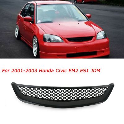 Car Gloss Black Mesh ABS Front Hood Grille Grill for Honda Civic JDM Type R 2001-2003