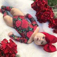 3Pcs Newborn Baby Girls Flower Bodysuit Jumpsuit+ Socks +Headband Toddler Outfits Baby Girls Clothes Sets Summer Autumn  by Hs2023