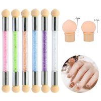 Double-ended Nail Art Painting Tool Gradient Shading Pen Nail Dotting Brush Sponge Head Rhinestone Handle Nails Art Brush Kit Artist Brushes Tools