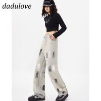 CDO DaDulove New Korean Version Niche Graffiti Jeans Womens High Waist Loose Wide Leg Pants Fashion Womens Clothing