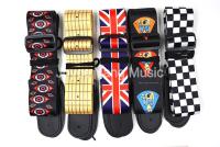 Niko Printed 10-Pattern Nylon Acoustic Electric Guitar Strap Leather Ends Rock/UK Flag/Guitar/Finger Board/Checker/Lucky Cat