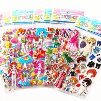 6Sheets Cartoon Dress Up Girls Style Stickers Kids Princess 3D Puffy Bubble Kawaii Sticker Children Scrapbooking Decals Toy Gift