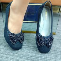 【CW】 Casual Women Shoes 2023 Spring Autumn Bow Middle Heel Thick Heel Loafer Shallow Mouth Solid Color Work Shoes Fashion Women Pumps