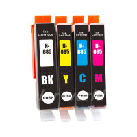 4 Pack 685XL Ink BK C M Y for HP Full Set 685 XL Print Cartridge Black Cyan Magenta Yellow Colour Inkjet Compatible with Deskjet Ink Advantage 4615 4625 AiO 3525 5525 6525 e-All-in-One Color Printer