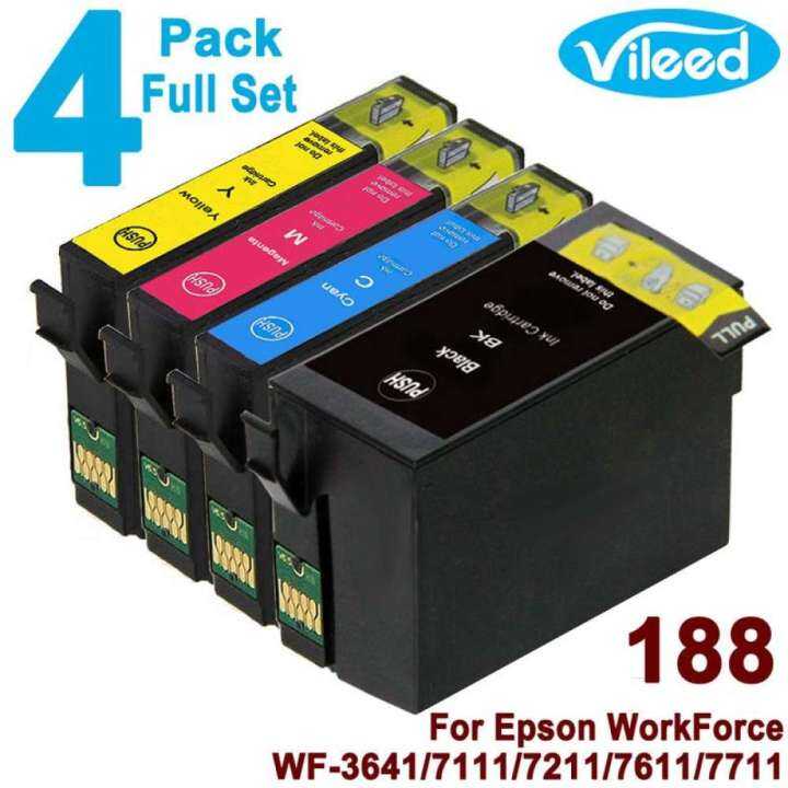 4-pack-188-bk-c-m-y-for-epson-full-set-t188-print-ink-cartridge-t1881-black-t1882-cyan-t1883-magenta-t1884-yellow-for-workforce-wf-7111-wf7111-wf-7111-7211-wf7211-wf-7211-7611-wf7611-wf-7611-7711-wf77