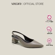 Vascara Giày Slingback Mũi Nhọn Gót Trụ Nhấn Viền Kim Loại - BMN 0624