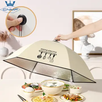 2 PCS Foldable Dish Cover Anti-Fly Cover Dust Cover For Dining Table  Leftovers(White )