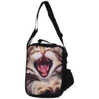 Portable Insulated Lunch Bags Cute Cats Printed For Girls Shoulder Food Bags Tote Spring Tour Food Picnic Bags