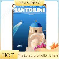 Vintage Santorini Travel Metal Isinulat ng Cinema Kitchen Plaques Mural Tin ป้ายโปสเตอร์ 20 * 30 ซม