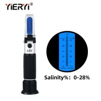 Yieryi Portable 0-28% Salinity Refractometer Salt Concentration Meter Salt Solution Density Tester ATC for Pool Aquarium Food