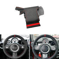 สำหรับ Mini R56 R57 Hatchback Clubman Clubvan Convertible Coupe 3-Spoke Hand-Stitch พวงมาลัยรถหนัง Acc สีแดง Strip