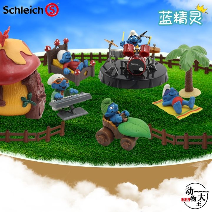 sile-schleich-hand-assembled-smurfs-set-drummer-holiday-bed-scene-childrens-toy-model