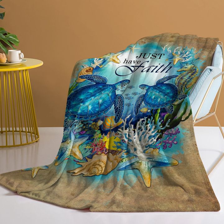 cw-sea-turtle-throw-blanket-for-lovers-animals-coastal-couch-sofa-bed-room
