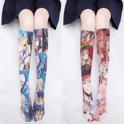 【LZ】┇  Anime darling no fanxx 02 zero dois cosplay linda lolita imprimir leggings a panturrilha meias menina jk adereços acessórios