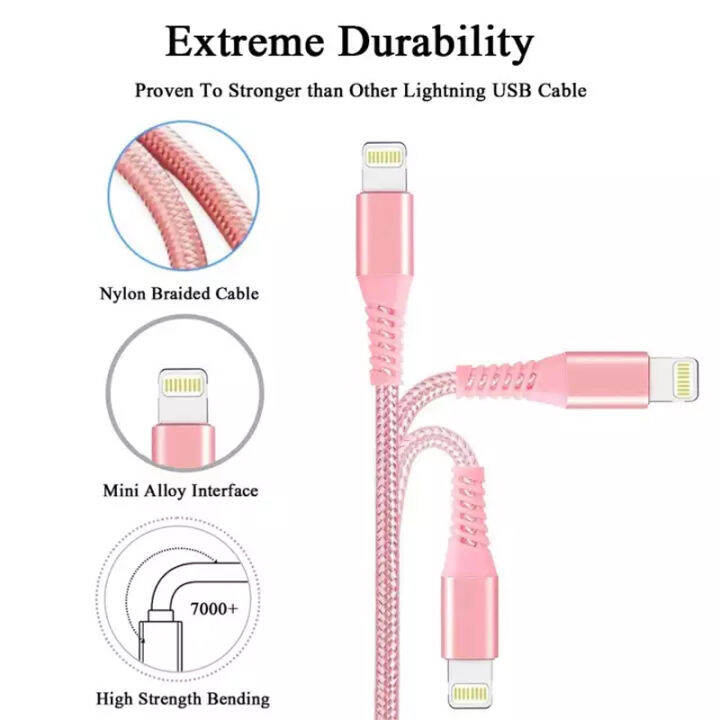 สายชาร์จสำหรับไอโฟน-1-8m-1กล่องมี3เส้น-pack-of-3-สายผ้าถักแบบกลม-iphone-charger-cable-รองรับ-รุ่น-iphone-11-pro-xs-max-xr-8-plus-7-plus-6s-6-plus-5-5s-se-ipad-and-more-by-gesus-store