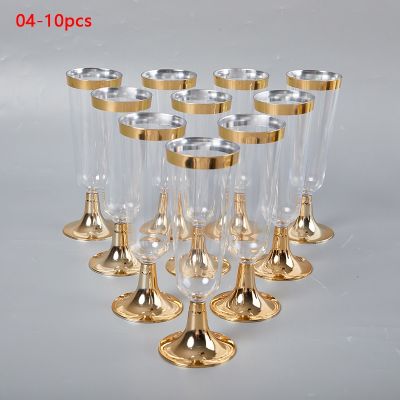 【LZ】 10pcs Plastic Champagne Flutes Disposable Clear Plastic Champagne Glasses For Parties Glitter Clear Plastic Cup Red Wine