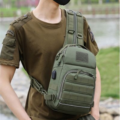 USB Charge Shoulder Bag Army Molle Sling Chest Backpacks Miltitary Tactical Bag Outdoor Camping Hunting Climbing Fishing Daypack