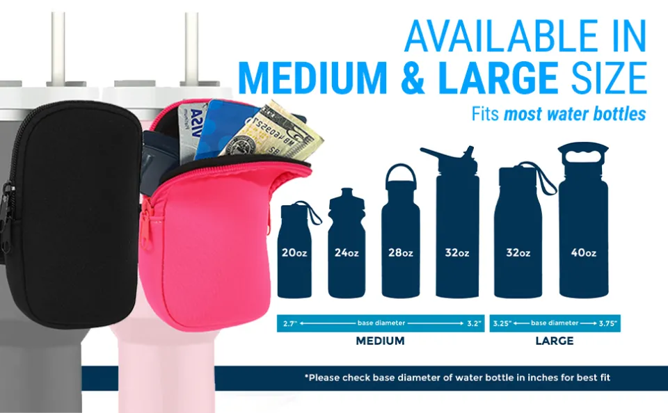 Water Bottle Pouch Tumbler Compatible Bag Neoprene Wrist Gym Accessories  For Women Men Sport Handheld Caddy Adjustable 40oz 30oz Water Bottle Bag  Water Bag for Water Bottle Water Bottles Waterbottle Travel Bottles