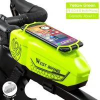 WEST BIKING Waterproof Bicycle Bag With 4-6.5 Inch Phone Holder Front Frame Top Tube MTB Bike Bag PC Shell Cycling Accessories