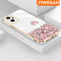 YIWESAN เคสสำหรับ Realme 9i 5G Realme 10 5G 10T 10 PRo 5G 10 Pro + 10 Pro Plus เคสใหม่หมูลายการ์ตูนสีชมพูพื้นผิวขอบตารางกรอบชุบซิลิก้าเจลนิ่มกันกระแทกเคสมือถือรวมเลนส์กล้องถ่ายรูปฝาครอบป้องกัน