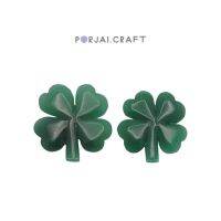 Green aventurine clover carving กรีนอเวนจูรีนแกะสลักรูปใบโคลเวอร์