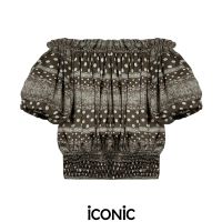 iCONiC LACE KNIT TOP #6101  เสื้อผญ ผ้าซาติน เปิดไหล่ อก32-40" ยาว15" เสื้อสั้น เสื้อทำงาน เสื้อแฟชั่น เสื้อออกงาน เสื้อครอป เสื้อลูกไม้