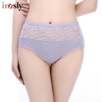 Innsly Women High Waist Panties Plus Size Cotton Lace Comfortable High-Cut Control Briefs