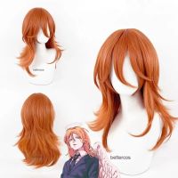 Angel Devil Chainsaw Man Cosplay Wig Angel Devil Cosplay 60cm Orange Brown Heat Resistant Halloween Party Makima Wigs + Wig Cap