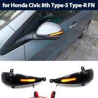 2ชิ้นกระจกด้านข้างตัวบ่งชี้ไฟกระพริบหลอดไฟ Led ไดนามิกสำหรับ Honda Civic Mk8 Hatchback 3ประตู5ประตูประเภท S Type R 05 12