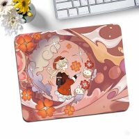 ❀ Pc Gamer Genshin Impact Klee Mousepad Glass Mause Pad Computer Desk Mat Kawaii Pad Gaming Accessories Mouse Carpet Cabinet Mats