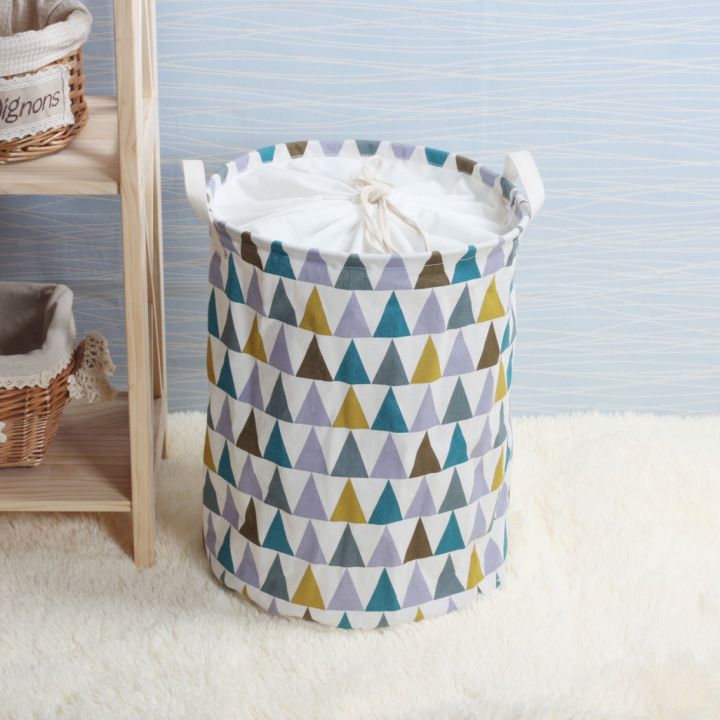 hot-dt-new-fashion-print-basket-with-drawstring-lining-storage-hamper-for-kids-dirty