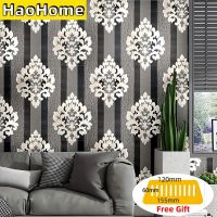 [HOT IOSWKLXWIOGH 626] HaoHome Modern Black Siver Damasks วอลล์เปเปอร์ Peel And Stick วอลล์เปเปอร์ Wall Decor ไวนิล Self Adhesive Contact กระดาษตกแต่ง