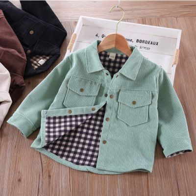 Corduroy Girls And Boys Jackets Childrens Clothing Baby Toddler Boy Clothes Long Sleeves Autumn Green Cute Jacket