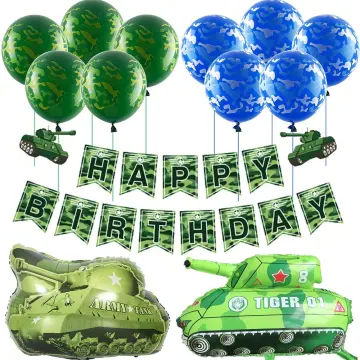 Camouflage Balloons Military Party Decor Camo Tank Ballons Army Green  Decorations Balloon Banner Boy Birthday Party Decor Globos