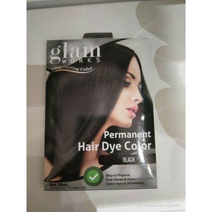 Glamworks permanent hair dye color black/medium brown/darkbrown ...